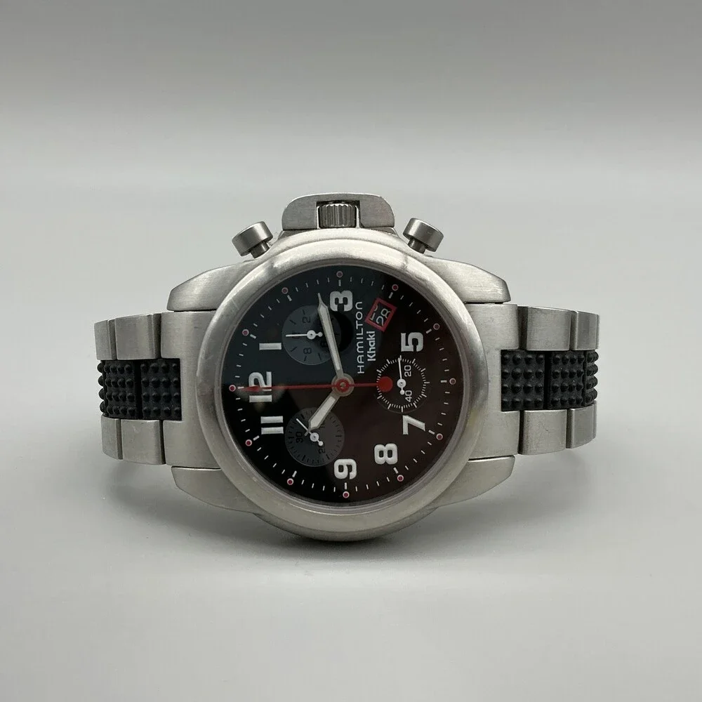 Hamilton Khaki Mens Watch 36mm Chronograph 6313 Black Dial New Battery 7